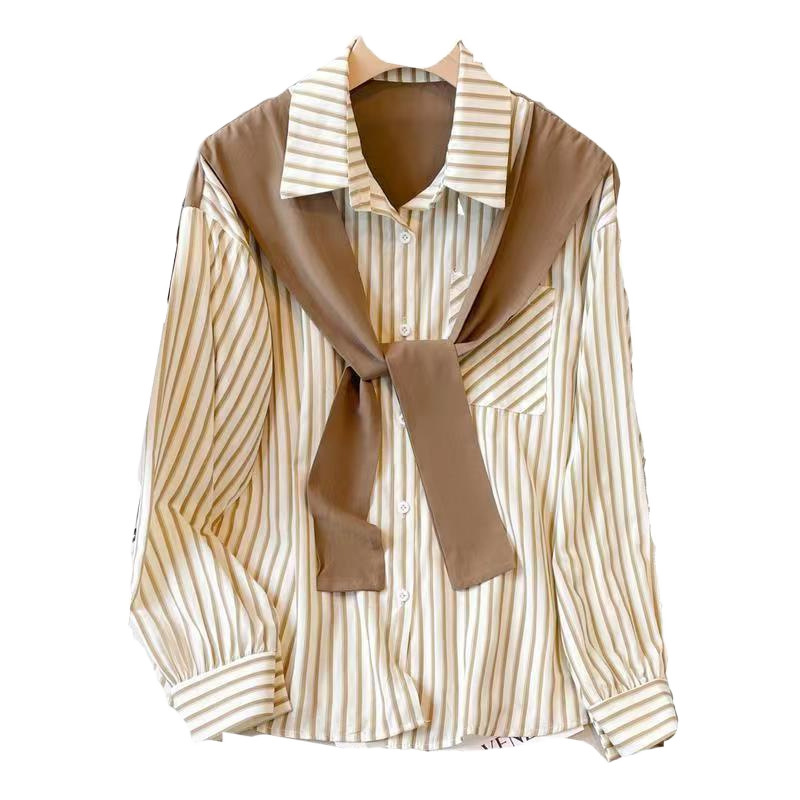 Retro Loose And Stylish Long Sleeves Striped Shirt For Women - Image 6