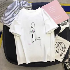 Printing Women's Slim-fit Short-sleeved T-shirt - White - View 1