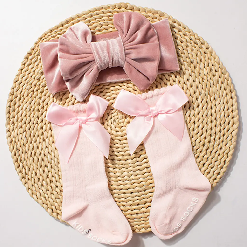 Velvet Baby Headband And Sock Set