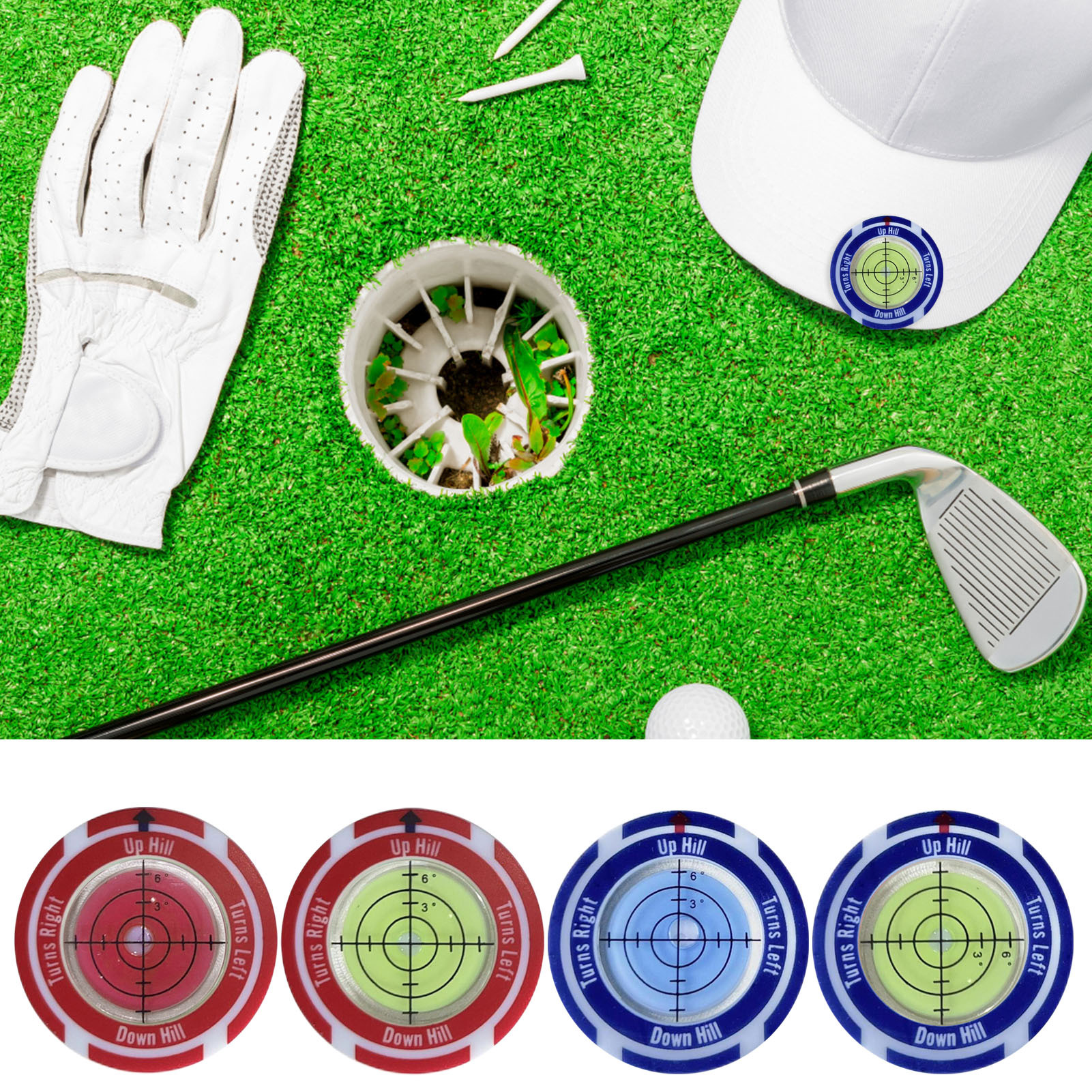 Golf Level Hat Clip Measurement With Position Mark Green Level - Image 4