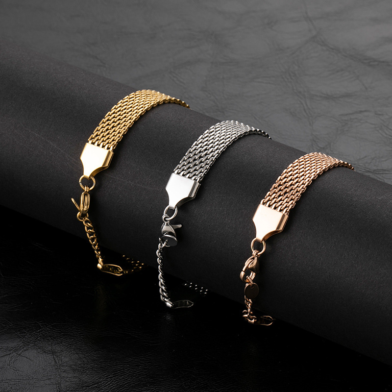 Titanium Steel Woven Bracelet Non-fading Flat Mesh Chain Unisex Bracelet