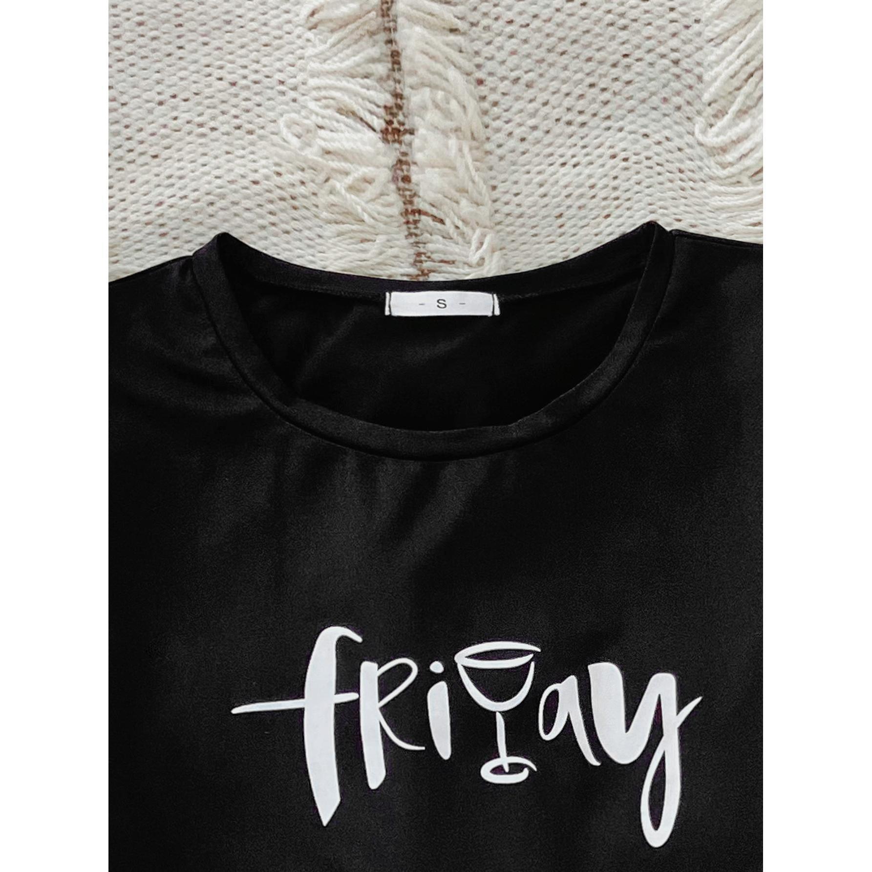 Ladies' Homewear Summer Simple Leisure Short Sleeve Pants Two-piece Set