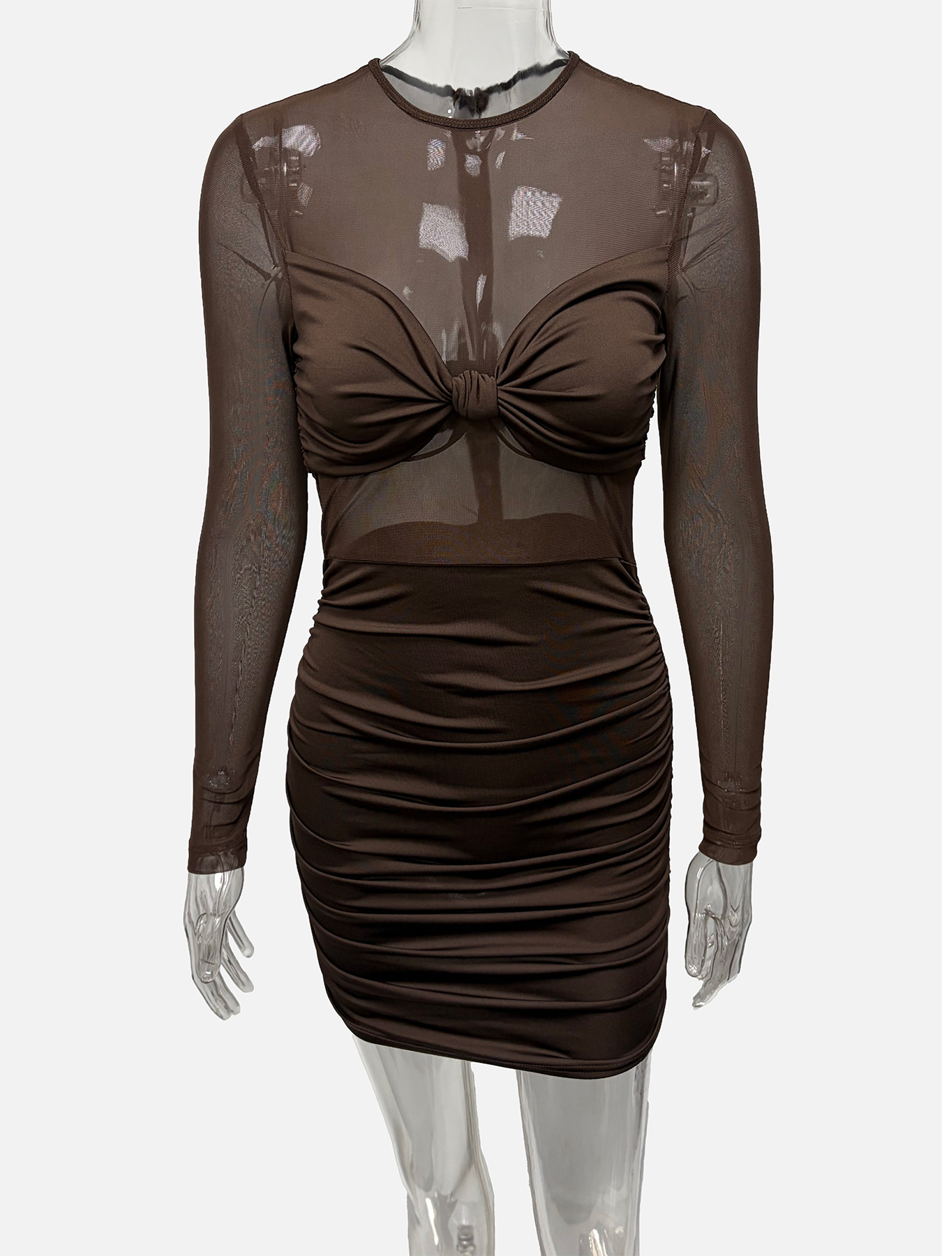 New Patchwork Tube Top Mini Party Dress Brown - Shop at LoveMi