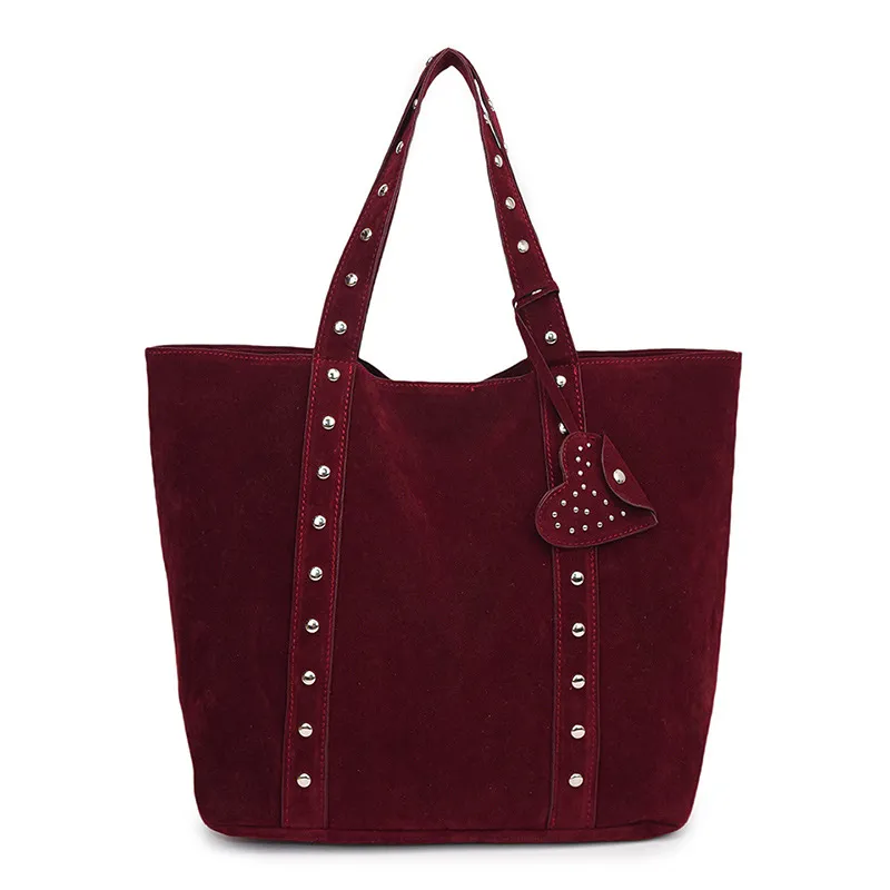 Special-interest Design Rivet Hand-carrying Tote Bag Fashion Commuter Shoulder Underarm Bag - Red