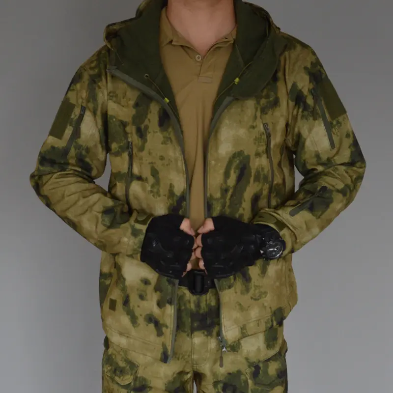 Mens Fleece-Lined Thickened Waterproof Camouflage Tactical Hiking