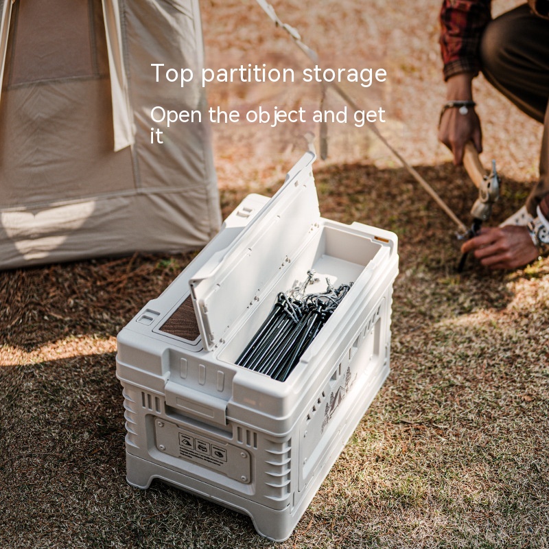 Camping storage box folding storage box (light beige gray