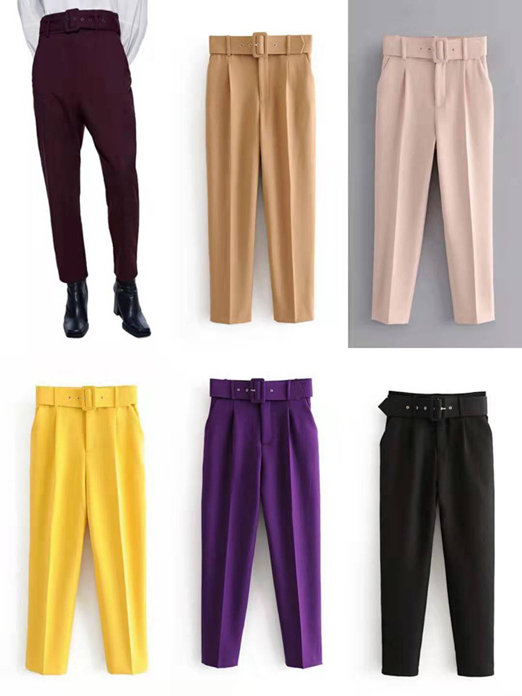 Title 2, Multicolor pleated harem pants with solid color...