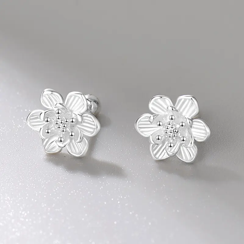 S999 Sterling Silver Womens Lotus Elegant Ear
