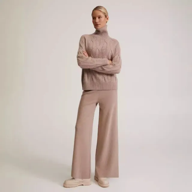 Long Sleeve Autumn And Winter Turtleneck Sweater Women's Two piece Loose Camel Pants - Shop at LoveMi