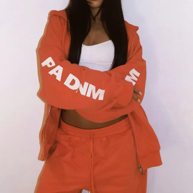 European And American Style Trendy Casual All matching Letter Print Sweatshirt Coat Orange - Shop at LoveMi