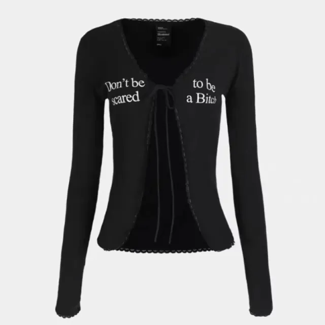 American Printed Lace Trim Slim Top Black Tie Top - Shop at LoveMi