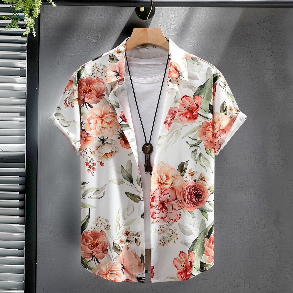 Mens Digital-Print Short-Sleeve Shirt - Image 1