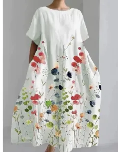 Women's Fashion Personalized Short-sleeved Printed Dress - A89Qkd237Xn9Wn05 - View 1