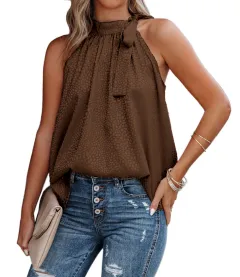 Women's Leopard Print Sleeveless Vest - Brown - View 1