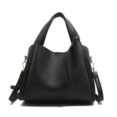 Korean Style Ins New Style Personalised Simple One-shoulder Underarm Bucket Bag Vegetable Basket Retro Crossbody Bag - Black - View 1