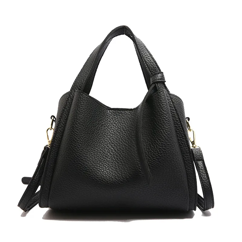 Korean Style Ins New Style Personalized Simple One-shoulder Underarm Bucket Bag Vegetable Basket Retro Crossbody Bag - Black