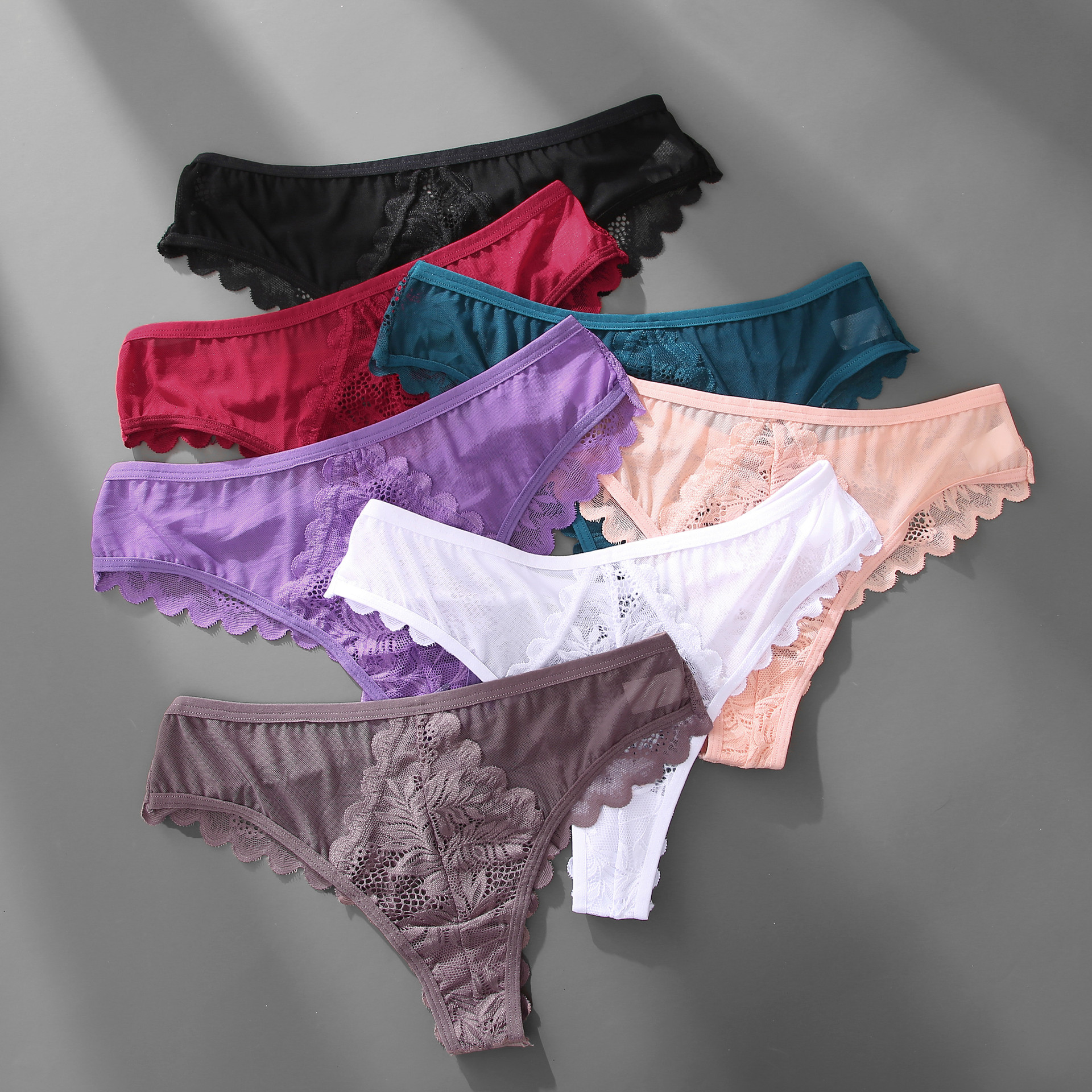 Womens Sexy Hollowed-Out Lace And Mesh Patchwork Thong