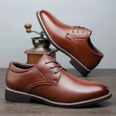 Plus Size Business Formal Wear Black Leather Shoes For Men