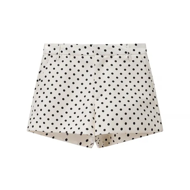 Autumn Fashion Loose Casual Long Sleeve Half Turtleneck Polka Dot Coat Shorts Suit Shorts S - Shop at LoveMi