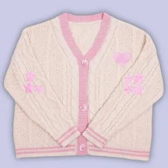 Women's V-neck Single Breasted XINGX Embroidered Sweater Cardigan - Apricot Pink - View 1