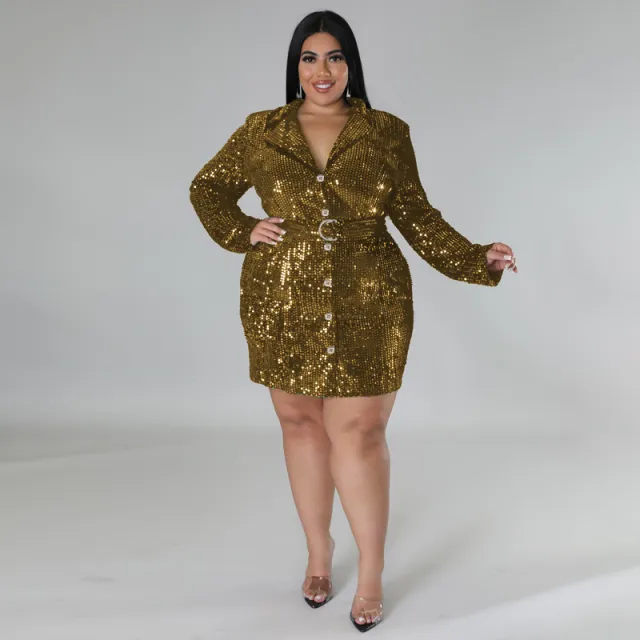 European And American Plus Size Female Suit Coat Gold - Shop at LoveMi