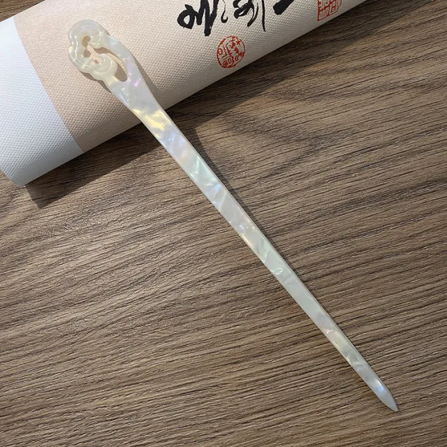 White Acetate Hairpin Simple Modern Hair Clasp Xiangyun Hairpin - Shop at LoveMi