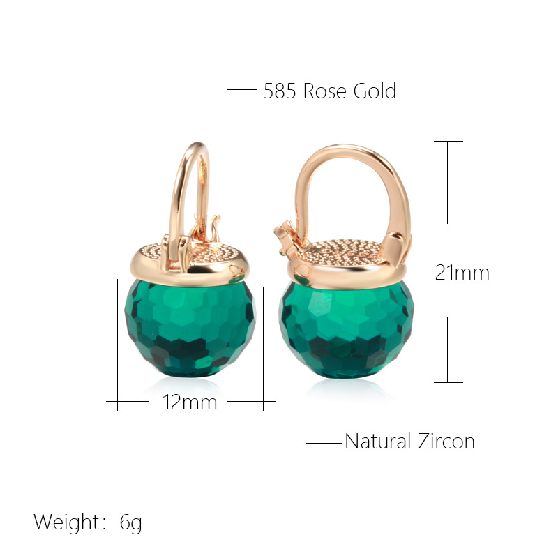 Retro Purplish Red Crystal Ball Women's Earrings