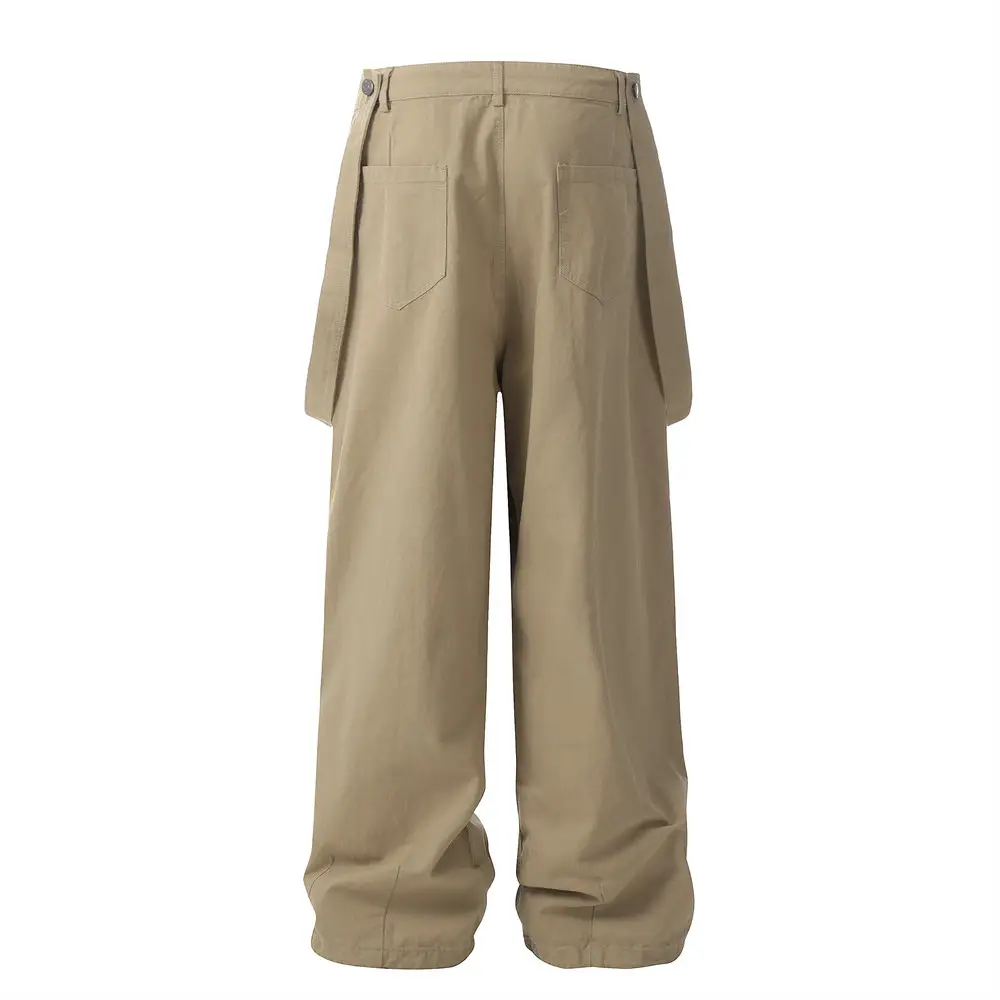 Men's Design Ribbon Strap Wide Leg Straight Casual Pants