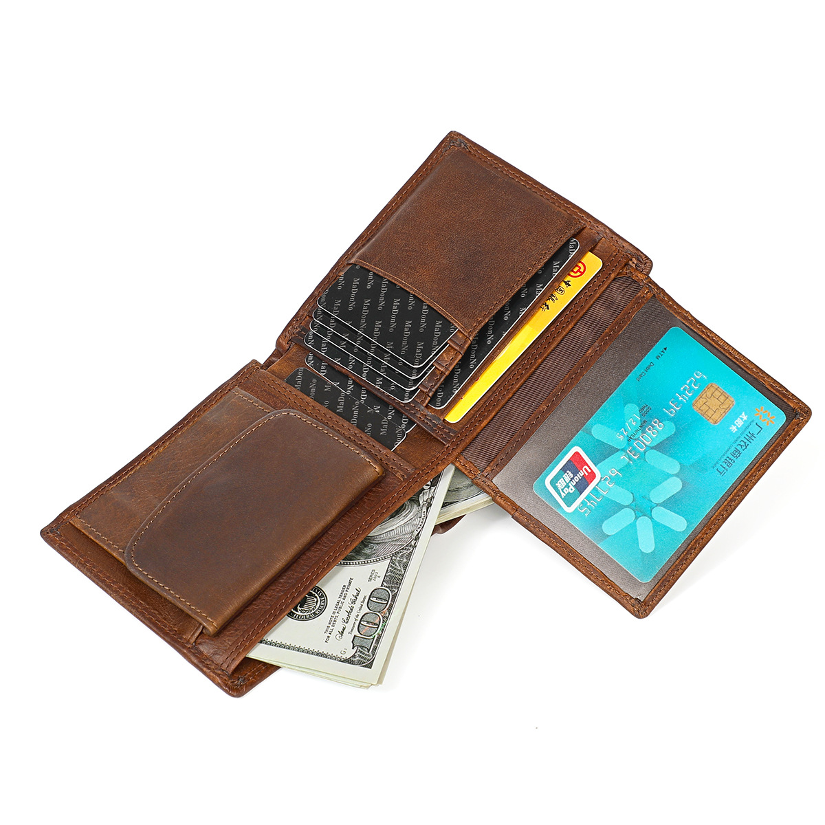 Men's First-Layer Cowhide RFID Anti-Scan Wallet