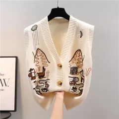 New Loose Vest Outer Knitted Sweater For Women - Creamy White - View 1