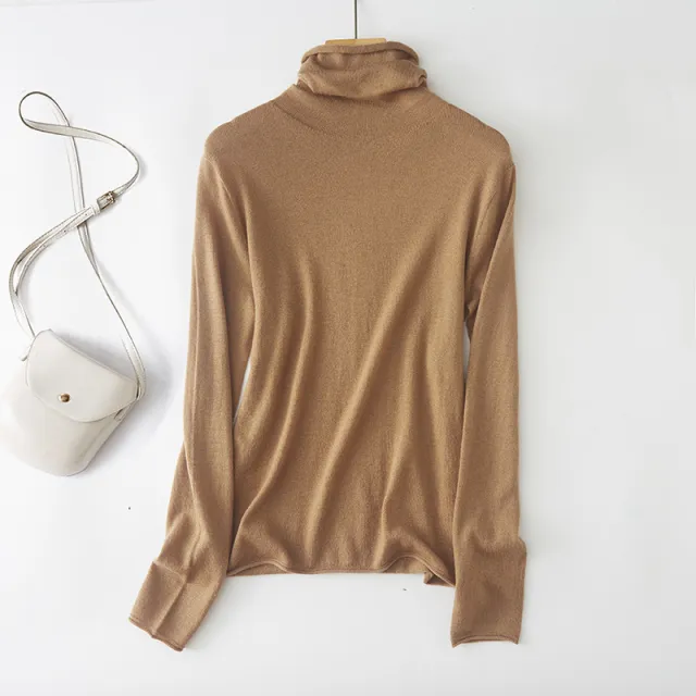 Wool Seam Pile Collar Sweater Mocha - Shop at LoveMi