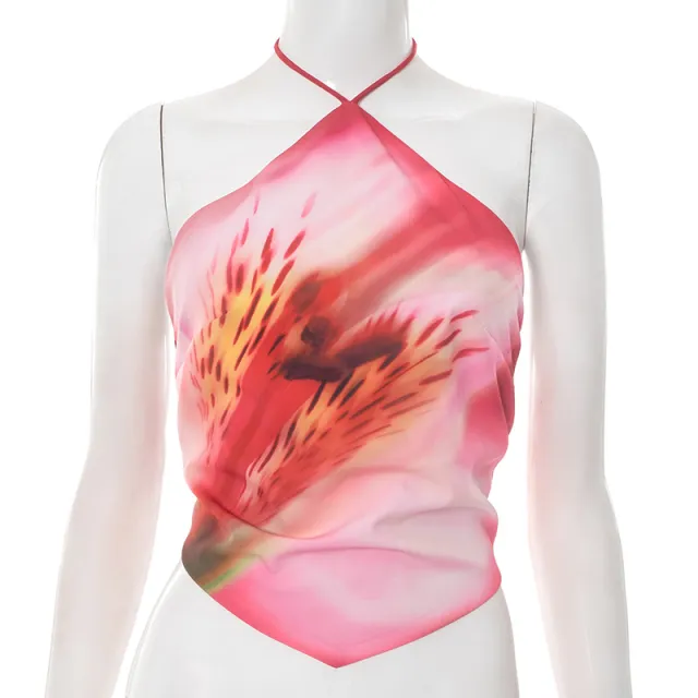 European And American Halter Lace up Backless Sexy T shirt Top For Women Red - Shop at LoveMi