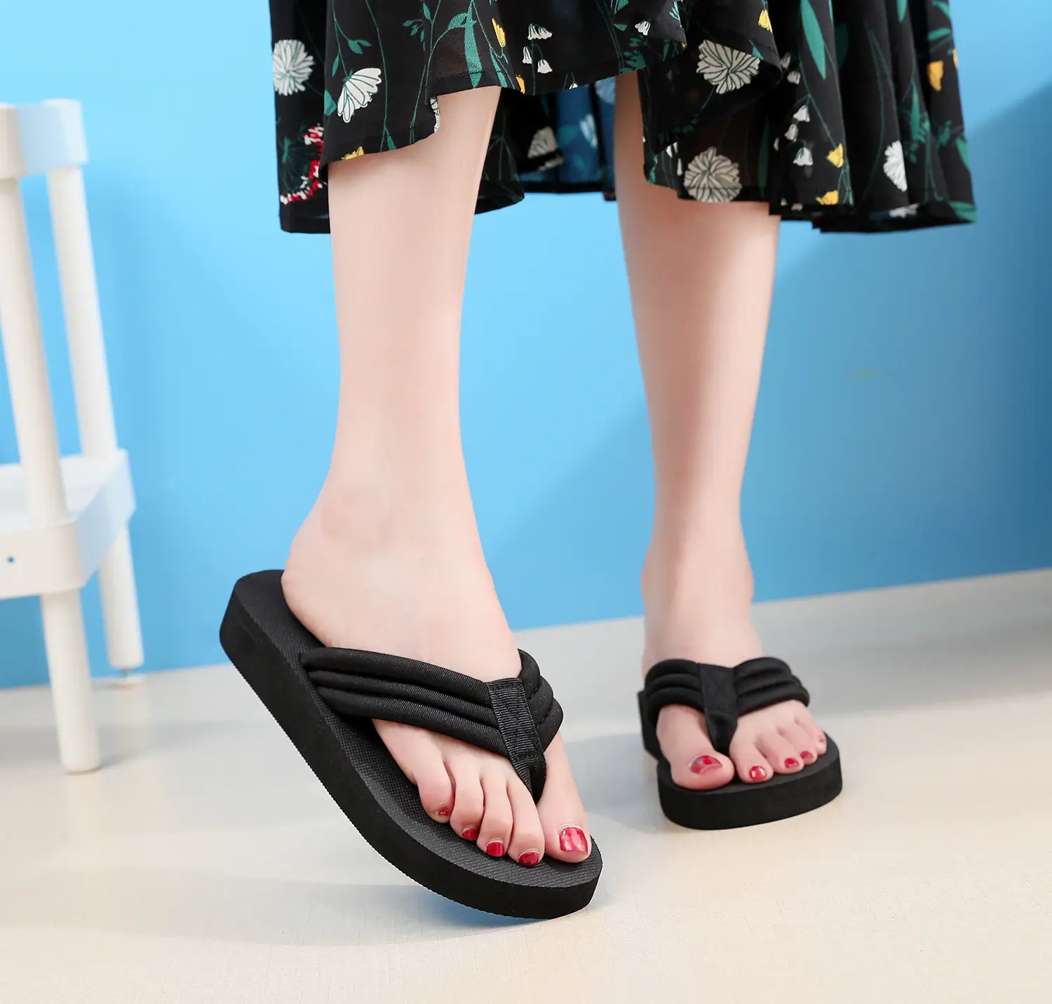 Summer New Slippers Women's Wedge Sequin Slippers