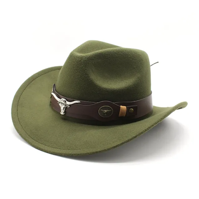 Ethnic Style Cow Standard Western Denim Top Hat Army Green - Shop at LoveMi