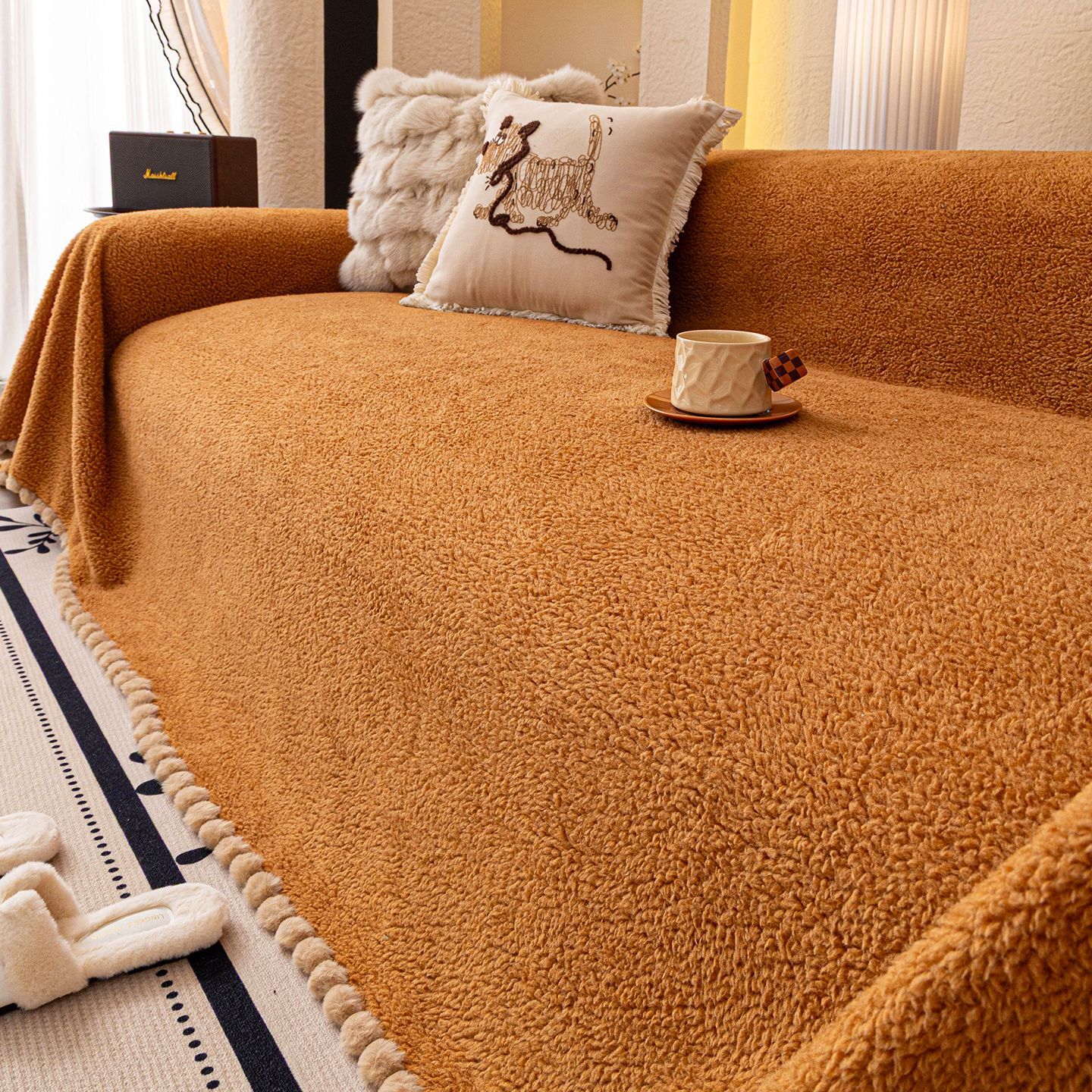 Thickened Lambswool Sofa Cover Cloth
