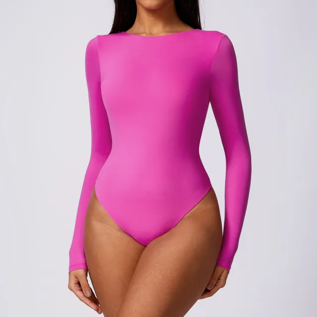 Women's Corset Long Sleeve Yoga Bodysuit Pitaya Color L - Shop at LoveMi
