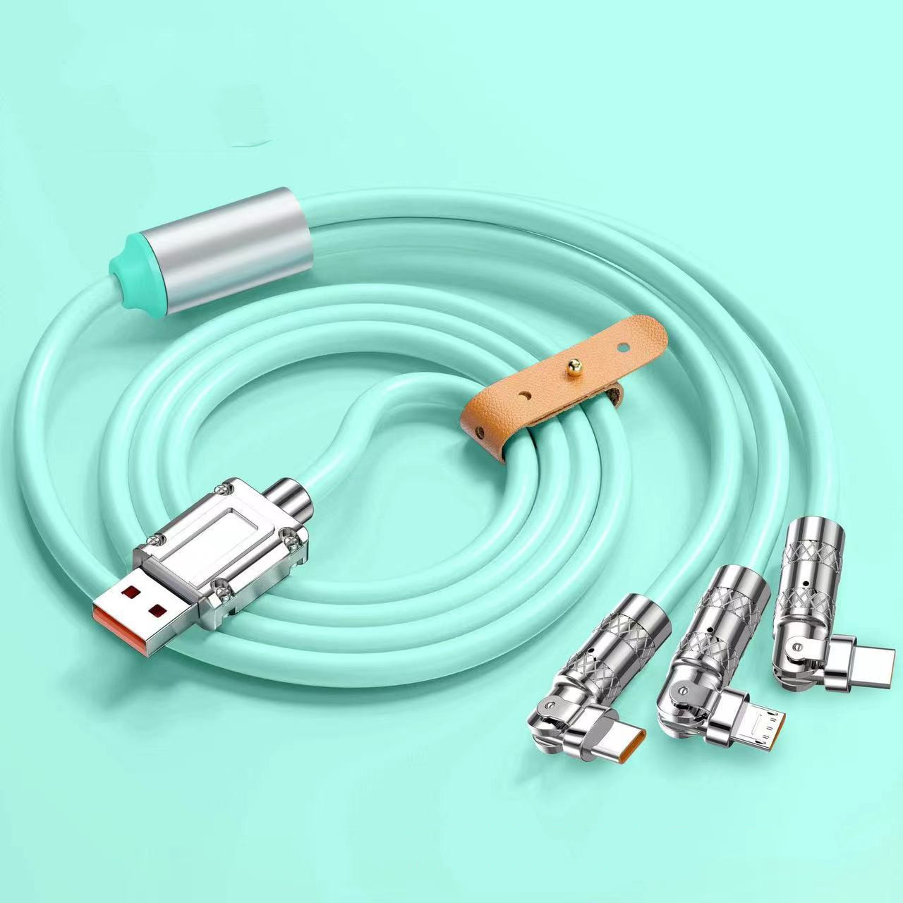 120W One-to-three Elbow Fast Charging Zinc Alloy Charging Cable 180 Degree Rotation