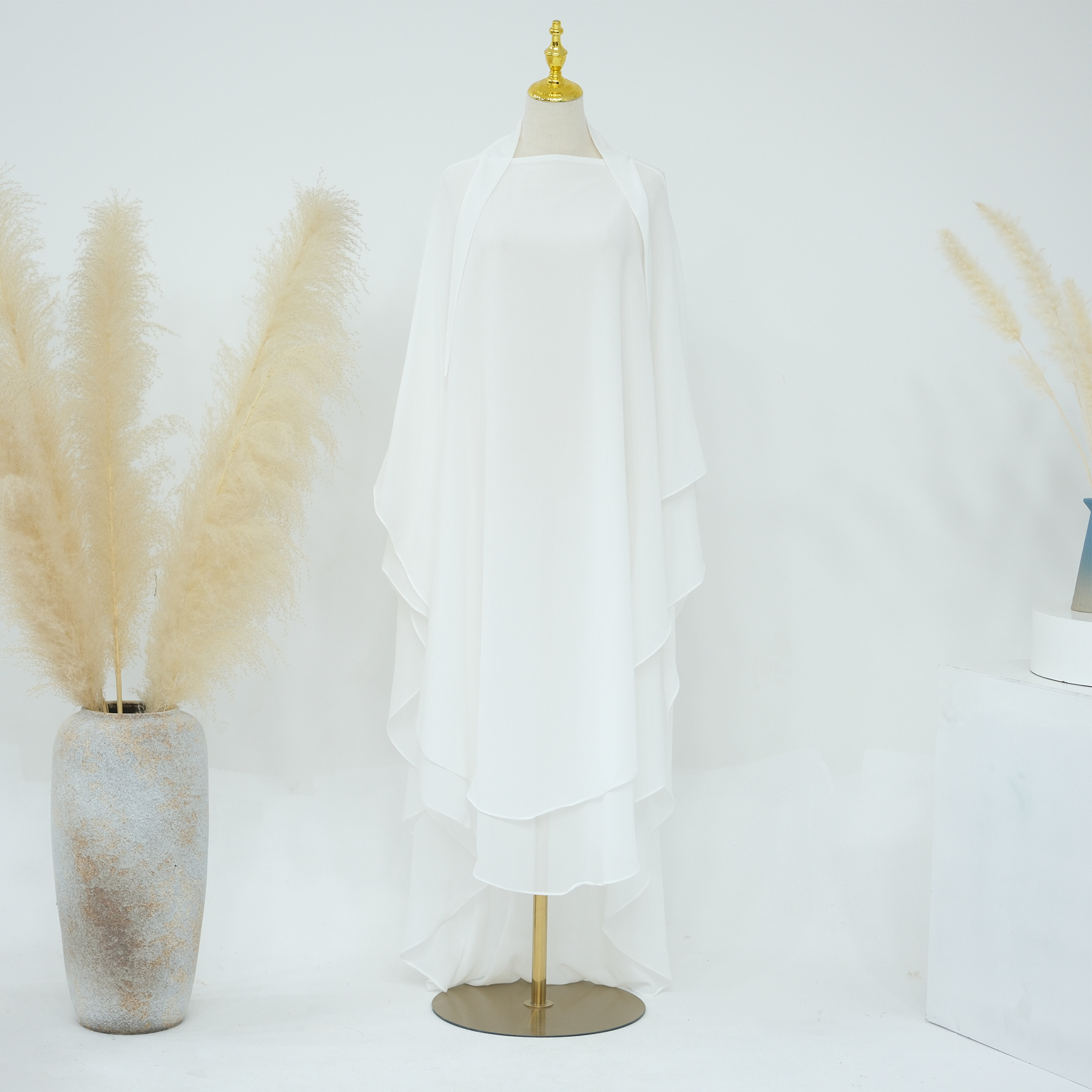 Solid Color Front And Rear Double-layer Chiffon Large Swing Headscarf