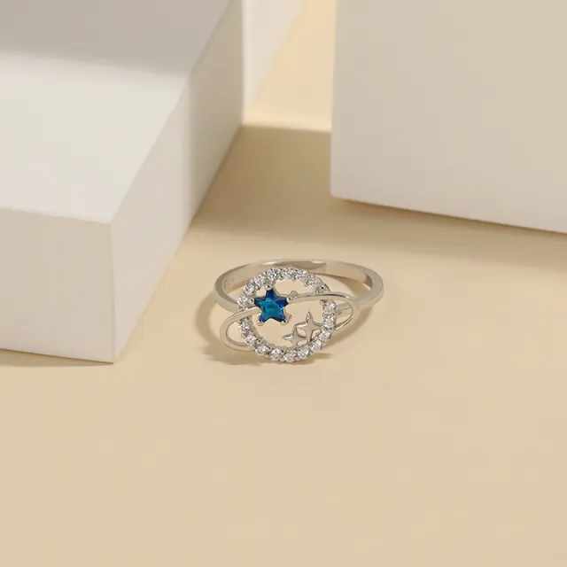 S925 Silver Planet Ring Female Simple And Stylish Personality White Gold Color - Shop at LoveMi
