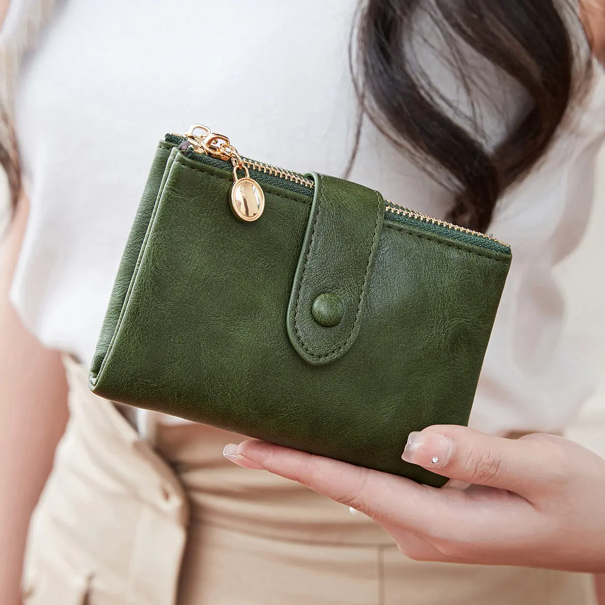 New Womens Retro Short Trifold Wallet