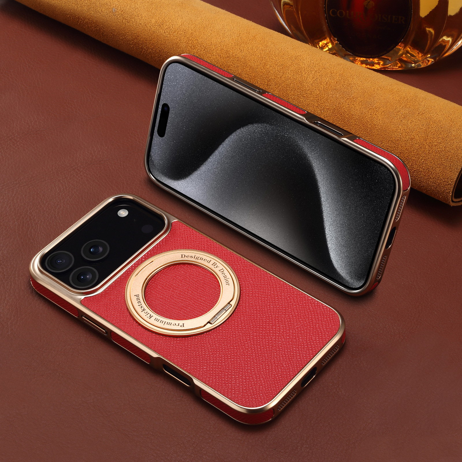 Denior Genuine Leather Electroplating Magnetic Phone Case