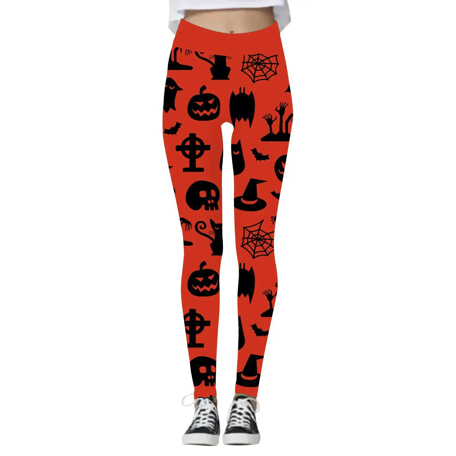 Halloween Women's Yoga Pants Pumpkin Skull