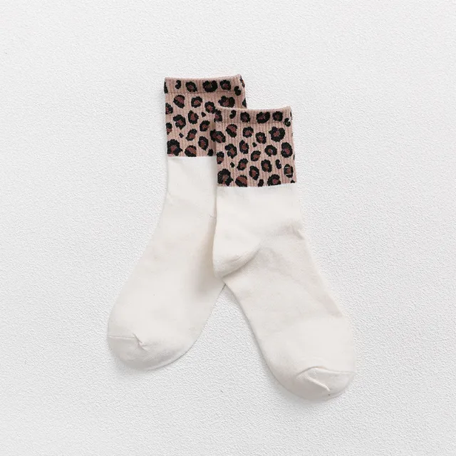 Mid calf New Internet Hot Leopard Print Socks Women White - Shop at LoveMi