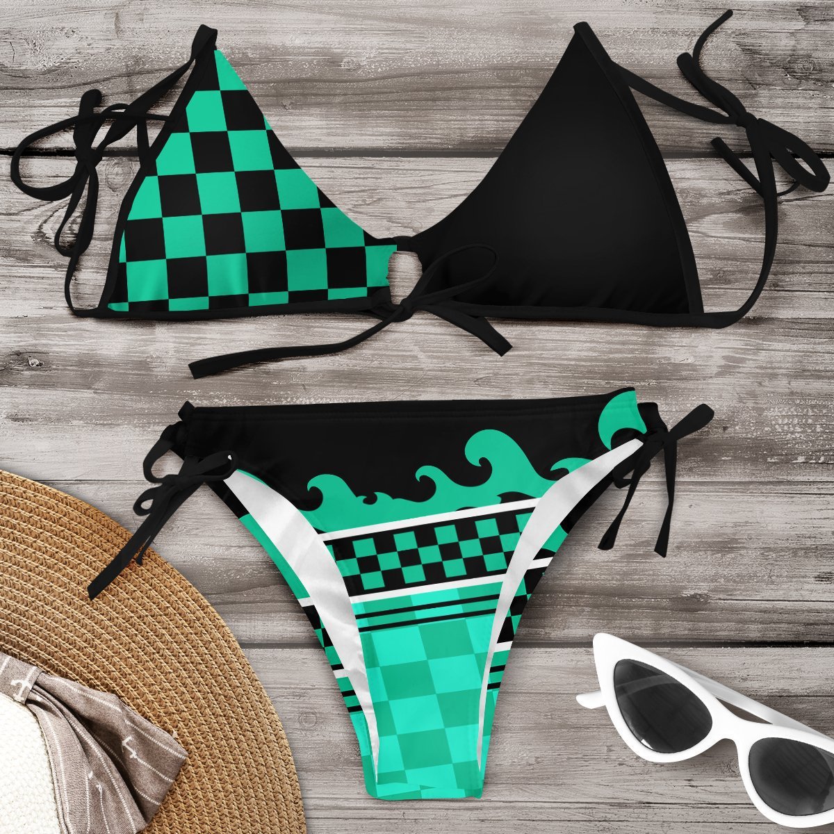 Green Squares Swimsuit