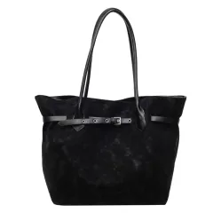 Retro Large Capacity Tote Bag For Women - Black - View 1