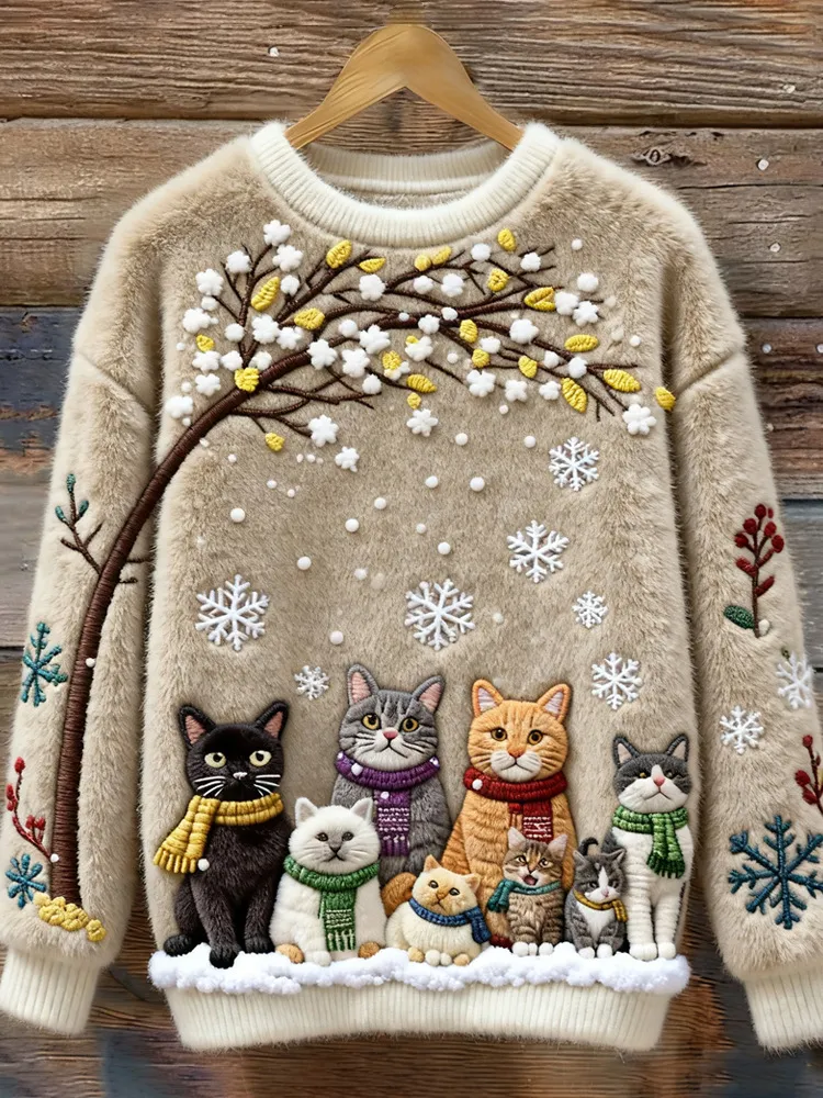 Women's Christmas Crew-neck Patterned Top - Mfh4Xicg1Yxk908