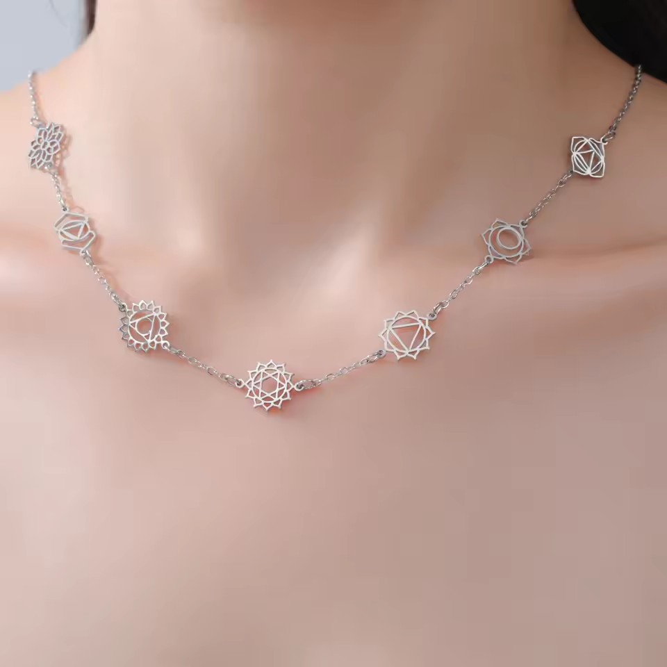 Stainless Steel Hollow Pendant Necklace, picture 3 of 4