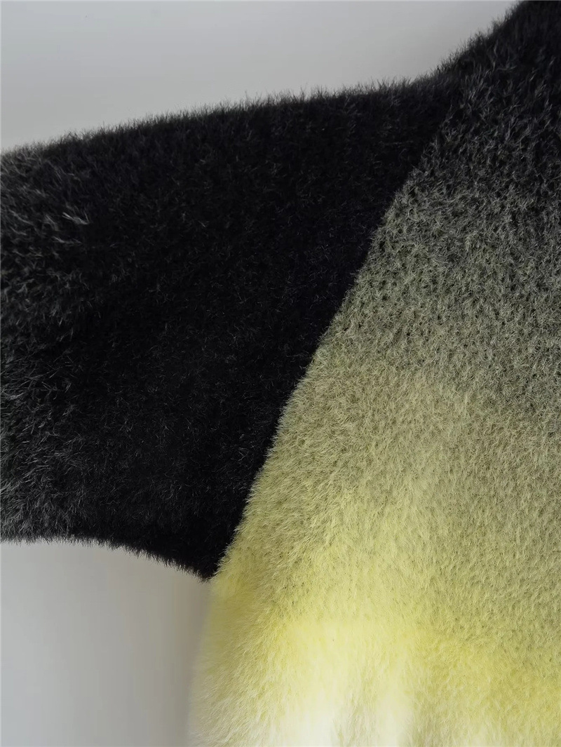 Pure Desire Wind Gradient Color Off-neck Off-the-shoulder Short Knitwear