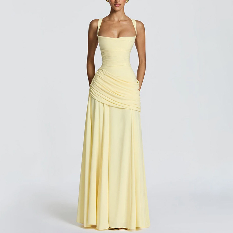 Women's Solid-color Sleeveless Swing Strap Dress