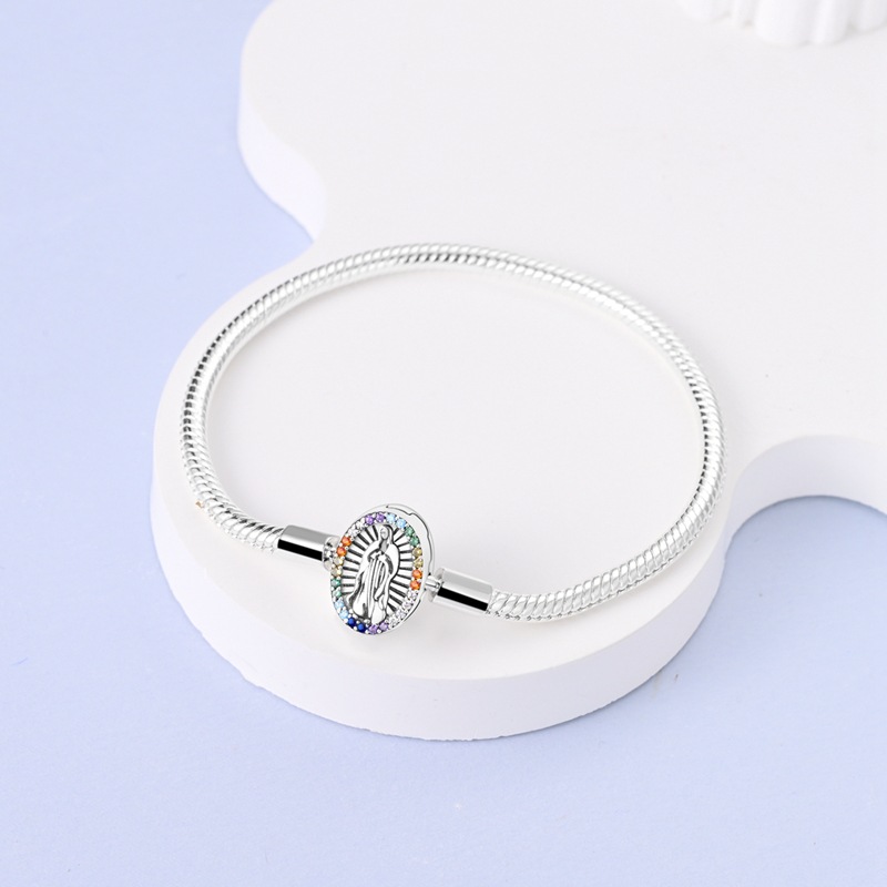 Copper-plated Silver Cross Snake-chain Bracelet